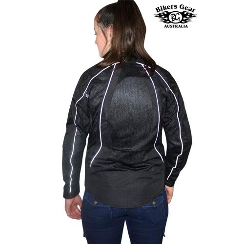 Australian Bikers Gear - Chaqueta para Moto con Forro Termal e Impermeable, Malla de Flujo de Aire y Protecciones, para Mujer