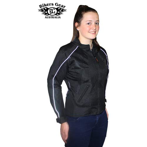 Australian Bikers Gear - Chaqueta para Moto con Forro Termal e Impermeable, Malla de Flujo de Aire y Protecciones, para Mujer