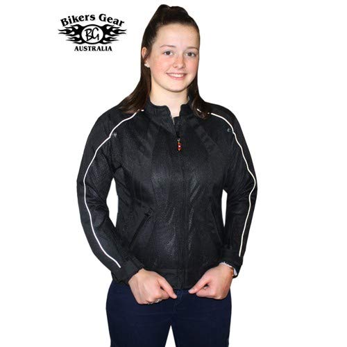 Australian Bikers Gear - Chaqueta para Moto con Forro Termal e Impermeable, Malla de Flujo de Aire y Protecciones, para Mujer