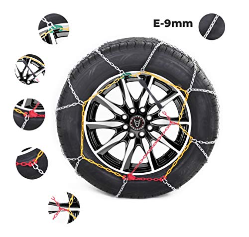 Autolabel AUDKNS Juego de 2 Cadenas de Nieve Metálicas Safe Grip Eslabón 9mm. Homologadas TÜV ÖNORM según Medidas de neumáticos, Talla 120