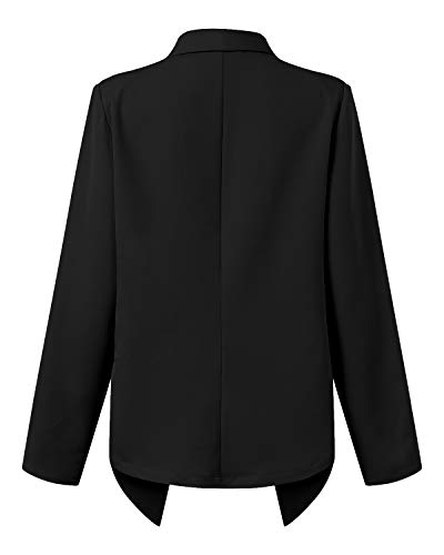 Auxo Mujer Blazer Otoño Manga Larga Color Sólido Cárdigan Elegante Lentejuela Abrigo Negocio Chaqueta Casua Talla Grandel 02-Negro L