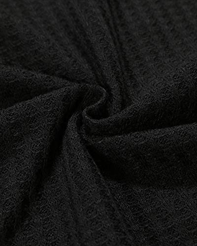 Auxo Mujer Blusas Tallas Grandes Jersey de Punto Media Manga Fuera del Hombro Tops Casual Elegante Suéter Color Sólido Sexy 03-Negro XXL