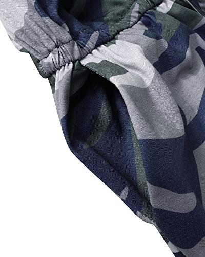 Auxo Mujer Monos Cortos Verano Camuflaje Slim Zip Cuello V Sin Mangas Bodysuit Jumpsuit Mono Casual Playa Shorts Playsuit 04x-Camuflaje S