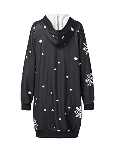 Auxo Mujer Sudaderas con Capucha Largas Tallas Grandes Vestidos Sudadera Hoodie Navidad Manga Larga Casual Jersey 07-Negro Nieve Alce S