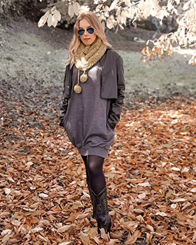 Auxo Sudaderas con Capucha para Mujer Largas Tallas Grandes Jersey Manga Larga Casual Vestidos Sudadera Invierno Hoodie Gris Oscuro XXL