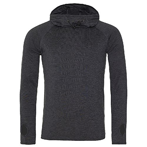 AWDis - Sudadera Fina con Cuello Chimenea con Capucha para Mujer (Pequeña (S)) (Negro Moteado)