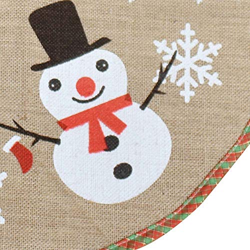 Awtlife Falda de arpillera para árbol de Navidad de 122 cm para decoración navideña festiva, bonito muñeco de nieve vintage decoración de Navidad