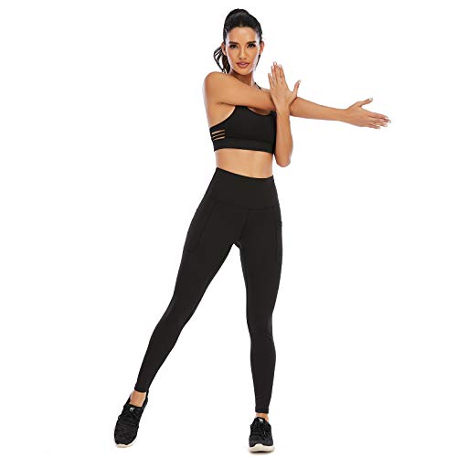AY Pantalón Deportivo de Mujer Cintura Alta Control de Barriga Entrenamiento Running Fitness Estiramiento Yoga Legging y Pilates