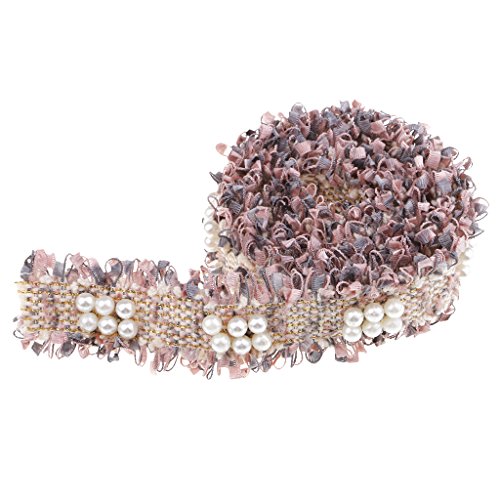 B Blesiya 1 Yarda Precioso Encaje para Coser Decorativo Encaje de Costura Accesorios y Manualidades - Rosa Gris