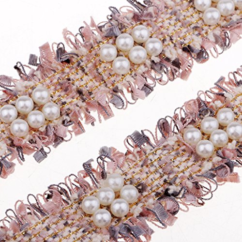 B Blesiya 1 Yarda Precioso Encaje para Coser Decorativo Encaje de Costura Accesorios y Manualidades - Rosa Gris