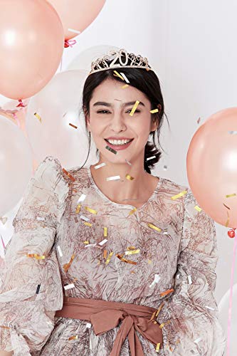 BABEYOND - Tiara de cumpleaños, diseño de princesa, color rosa o plateado, diamantes felices 18/20/21/30/40/50/60/90 Oro de 20 años. Talla única