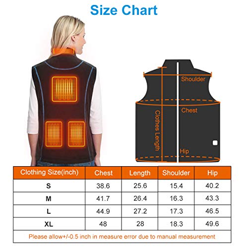 Babutenlo Chaleco Calentado Mujeres Lana Polar Chaleco Cálido Térmico Ligero y Lavable para Frías al Aire Libre Esquí Camping Caza Batería Incluida (Azul, XL)