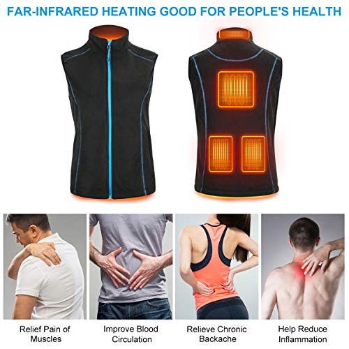 Babutenlo Chaleco Calentado Mujeres Lana Polar Chaleco Cálido Térmico Ligero y Lavable para Frías al Aire Libre Esquí Camping Caza Batería Incluida (Azul, XL)