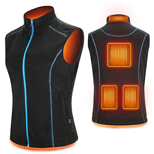 Babutenlo Chaleco Calentado Mujeres Lana Polar Chaleco Cálido Térmico Ligero y Lavable para Frías al Aire Libre Esquí Camping Caza Batería Incluida (Azul, XL)