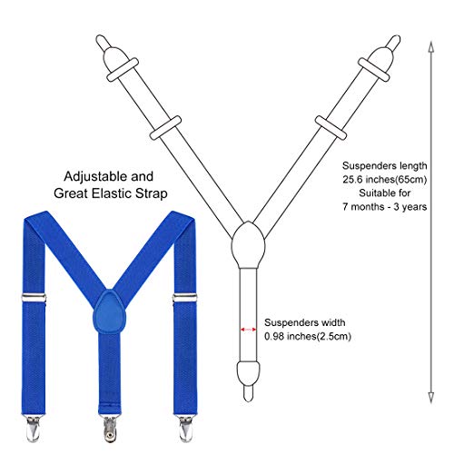 Baby 1st / 2nd Birthday Cake Smash Outfit Set Tirantes ajustables Tie Bloomers Pack de 4 para fotografía de cumpleaños (Azul real/Azul cielo)
