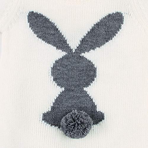 Baby Girls Boys Romper Cute Rabbit Bunny Mono de Manga Larga de Punto Ropa de una Pieza (0-6 Meses, White)