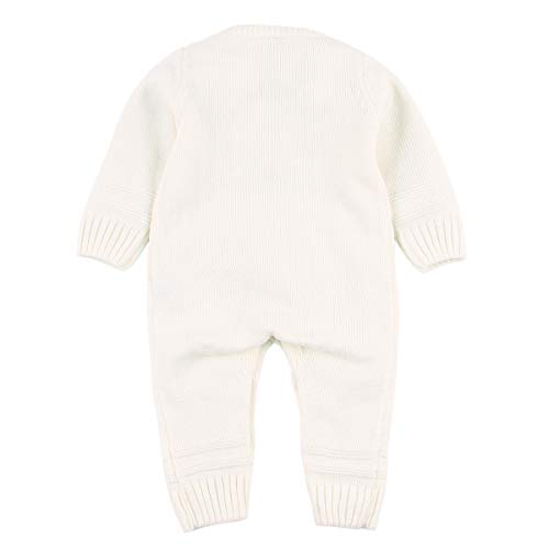 Baby Girls Boys Romper Cute Rabbit Bunny Mono de Manga Larga de Punto Ropa de una Pieza (0-6 Meses, White)
