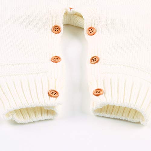 Baby Girls Boys Romper Cute Rabbit Bunny Mono de Manga Larga de Punto Ropa de una Pieza (0-6 Meses, White)