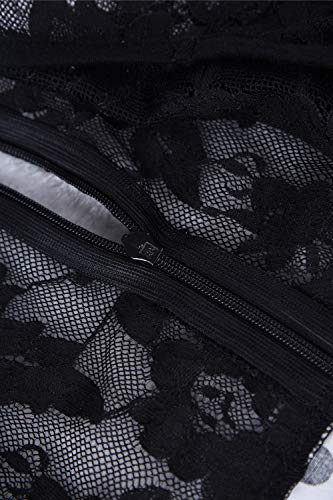 Babyonlinedress - Vestido de noche para mujer, con encaje, vintage, retro, años 50s, pin-up Rockabilly Swing con lunares Negro XXXXL