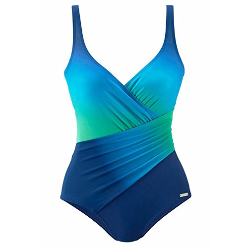 BAINASIQI Mujeres Sexy Traje de Una Pieza Traje de Baño Lady Beachwear V-cuello Monokini Bikini Push Up Triángulo (Azul, M)