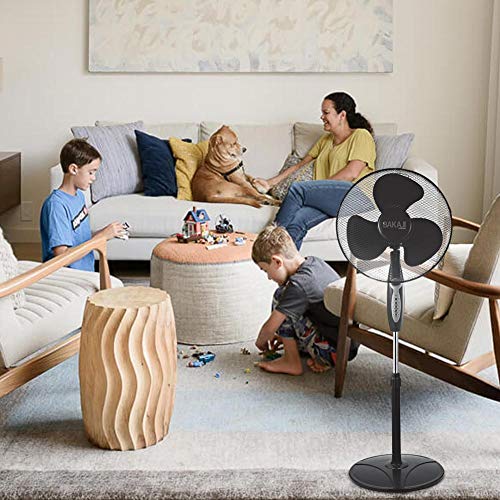 Bakaji 2828514 - Ventilador de columna plana, aspas de 40 cm, 3 velocidades seleccionables, altura regulable, oscilación horizontal y mando a distancia para control a distancia, 45 W