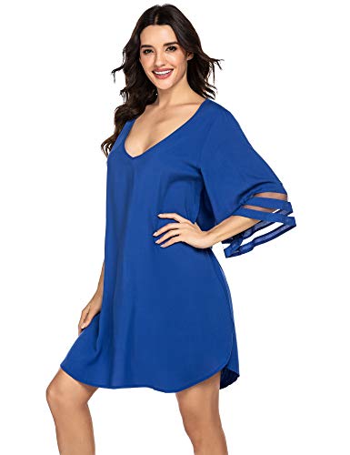Balancora - Vestido de playa para mujer, de gasa, con encaje, tallas grandes azul celeste XXL