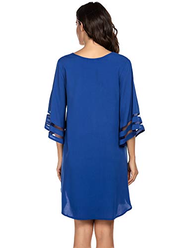 Balancora - Vestido de playa para mujer, de gasa, con encaje, tallas grandes azul celeste XXL
