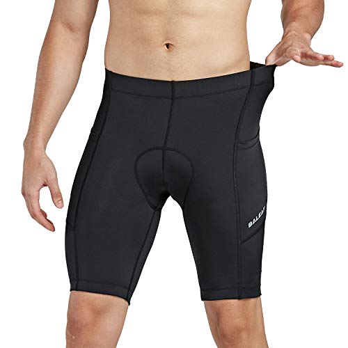 BALEAF Pantalones Pantalones cortos de ciclista 3D rellenado para bicicleta con bolsillos laterales, la UPF 50+ y de secado rápido para los hombres X-Large Negro-New1