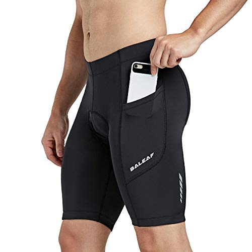 BALEAF Pantalones Pantalones cortos de ciclista 3D rellenado para bicicleta con bolsillos laterales, la UPF 50+ y de secado rápido para los hombres X-Large Negro-New1