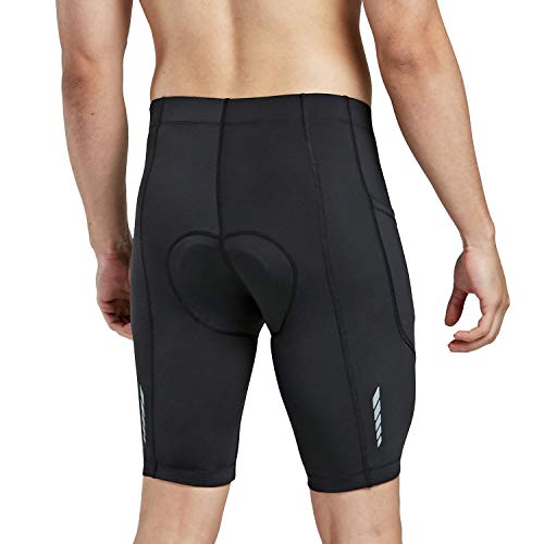 BALEAF Pantalones Pantalones cortos de ciclista 3D rellenado para bicicleta con bolsillos laterales, la UPF 50+ y de secado rápido para los hombres X-Large Negro-New1