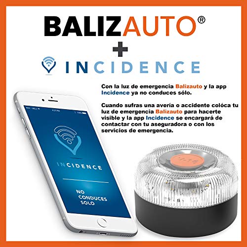 BALIZAUTO PK2830 luz Emergencia AUTÓNOMA, señal v16 preseñalización Peligro, DGT, Base imantada, Hecho en España, y Regalo Chaleco Reflectante HOMOLOGADO, Negro