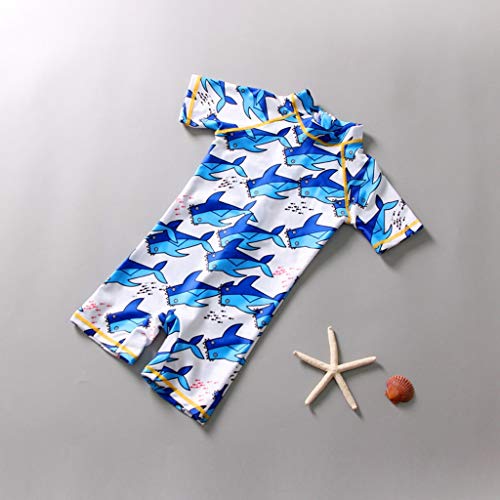 Bañador Bebé Entero SPF 50+ Protección Solar para Bebés - Traje Solar de Manga Larga, Ropa de Natación (Azul,M)