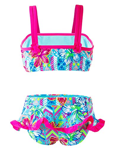 Bañador de Dos Piezas para niñas, Bikini Floral con Volantes, Traje de baño de Playa, Traje de baño de Verano para niños