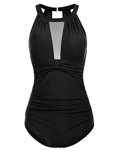 Bañador de Mujer Bikini Ropa de Baño de Una Pieza Negro L CL0081-1