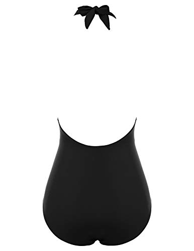 Bañador de Mujer Bikini Ropa de Baño de Una Pieza Negro M CL010979-4