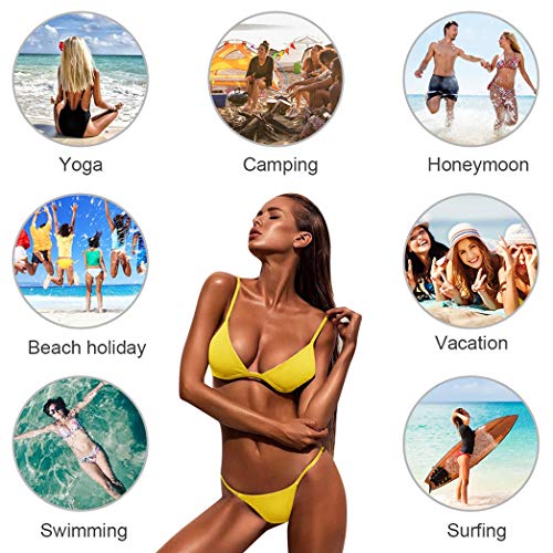 Bañador Mujer 2019 Tops de Bikini Trajes de Baño Tanga Triángulo Suave Acolchado Tops y Braguitas Conjuntos Bikinis Bañador Brasileño (Amarillo, S)