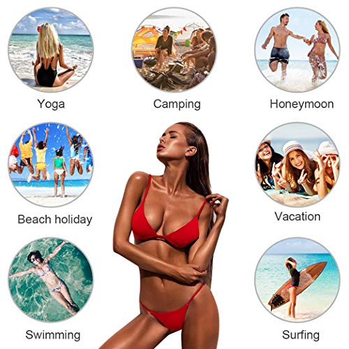 Bañador Mujer 2019 Tops de Bikini Trajes de Baño Tanga Triángulo Suave Acolchado Tops y Braguitas Conjuntos Bikinis Bañador Brasileño (Rojo, S)