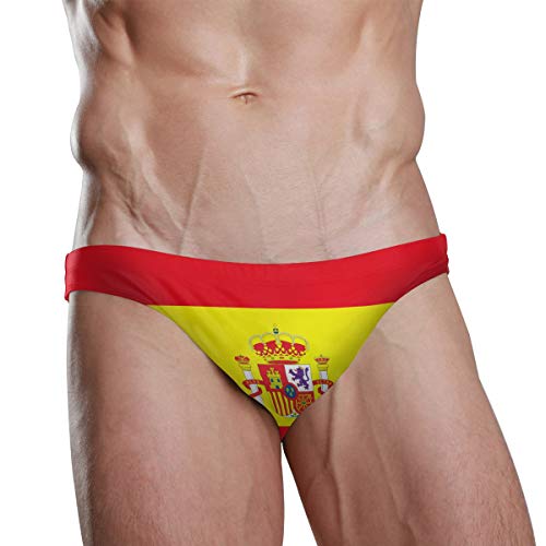 Bañador para hombre, diseño de bandera de España con emblema de playa, para hombre, talla mediana