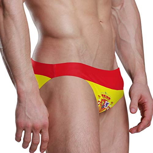 Bañador para hombre, diseño de bandera de España con emblema de playa, para hombre, talla mediana