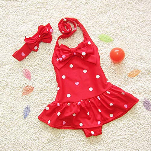 Bañador para niña Verano Niña Conjunto de Bikini Niñas Traje de Baño Niña Bikini Conjunto Flores Bañador de Dos Piezas para Niña Bebé de Vacaciones de Verano (Rojo,M)