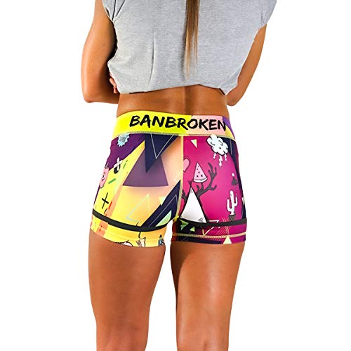 BANBROKEN Short Pantalón Corto Deportivo para Fitness Mujer, Gimnasio, Crossfit, Running, Halterofilia, Yoga, Gym etc (Universe, S)