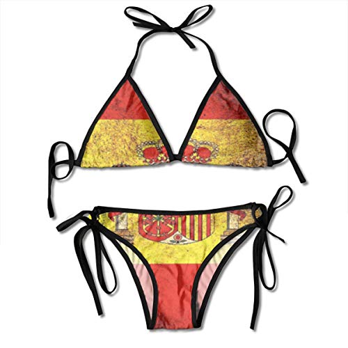 Bandera de España para Mujeres (2) Conjunto de Bikini de Dos Piezas Traje de baño Halter Acolchado Push-up, Traje de baño de baño para niñas