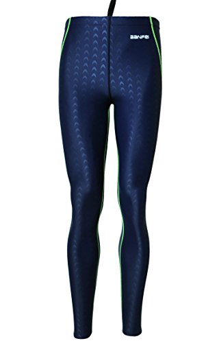 BANFEI Unisex Traje de Baño para Competición Bañador de Natación Hombre Secado Rápido Pantalones de Buceo Largos para Esnórquel Surf EU XL Azul(línea verde)