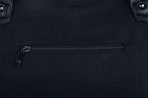 Banned Alternative Anubis Mujer Bolsa de Mano Negro-Blanco, algodón, Poliuretano,