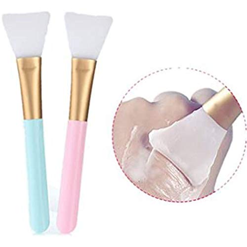 bansd Cepillo de Maquillaje de Silicona Palo Cabeza Suave DIY Mascarilla de Silicona Brocha Rosa + Azul