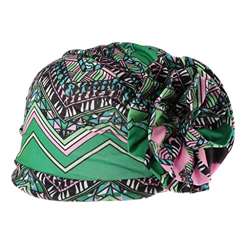 Baoblaze Mujer Sombrero Turbante de Estilo Musulmán Africano con Estampado Floral Gorro Bufanda de Quimioterapia - Verde