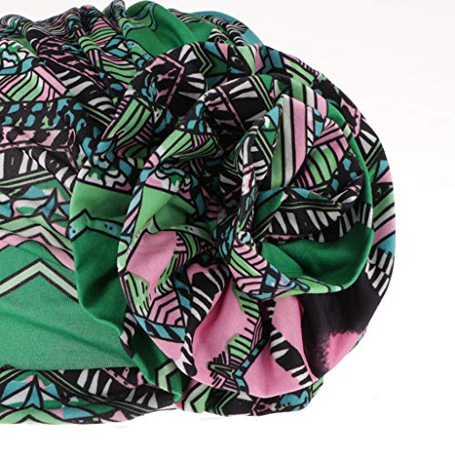 Baoblaze Mujer Sombrero Turbante de Estilo Musulmán Africano con Estampado Floral Gorro Bufanda de Quimioterapia - Verde