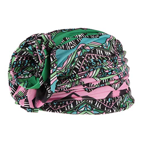 Baoblaze Mujer Sombrero Turbante de Estilo Musulmán Africano con Estampado Floral Gorro Bufanda de Quimioterapia - Verde