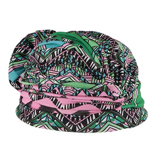 Baoblaze Mujer Sombrero Turbante de Estilo Musulmán Africano con Estampado Floral Gorro Bufanda de Quimioterapia - Verde