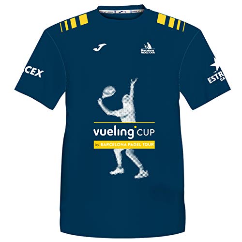 Barcelona Padel Tour | Camiseta Manga Corta Técnica Vueling Cup Hombre | Estampación Especial de Pádel | De Tacto Suave y Secado Rápido | Ropa Deportiva Azul Marino L